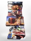 Four Hasbro Disney Star Wars figures, boxed.