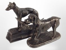 Two cast-iron figures of a retriever and a greyhound, longest 22cm.