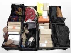 Several crates containing a large quantity of lady's shoes including Clarks,