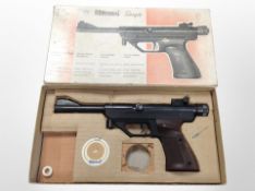 A Hammerli Single CO2-powered air pistol, in box.