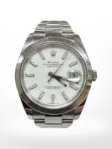 Rolex : A gent's stainless steel Oyster Perpetual Datejust automatic centre seconds calendar