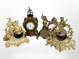 Five various empty clock cases, tallest 40cm.