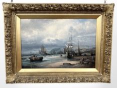 J T Godfrey (British, 19th Century) : Low Tide, Scarborough, oil on canvas, 60cm x 40cm,