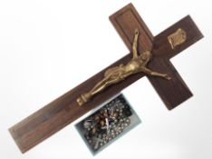 An inlaid rosewood crucifix, length 30cm,