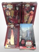 Four Hasbro Star Wars Episode I figures, all boxed.