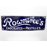 An antique enamel advertising sign, 'Rowntree's Chocolates and Pastilles', 155cm x 50cm.