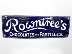 An antique enamel advertising sign, 'Rowntree's Chocolates and Pastilles', 155cm x 50cm.