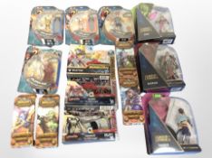 A group of Bandai Thundercats figurines, Spin master League of Legends figures,