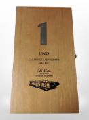 Two bottles of Uno Cabernet Sauvignon Malbec 2016 and 2017, each 75cl, in presentation box.