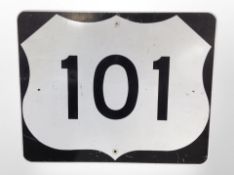 An enamelled metal "101" road sign,