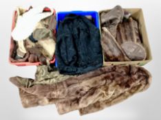 A collection of vintage mink stoles and coats.