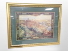 A decorative gilt framed print of The West View of Newcastle and Gateshead,
