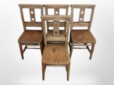 Four Victorian oak church chairs