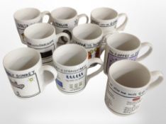 Nine McLaggan Smith mugs designed by Edward Monkton