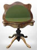 A Victorian figured walnut serpentine front turnover top card table,