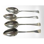 A set of four George III silver table spoons, George Smith, London 1805, length 22cm.