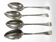 A set of four George III silver table spoons, George Smith, London 1805, length 22cm.