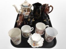 A Victorian Imari hexagonal teapot, together with a Queen Victoria Jubilee commemorative jug, 1887,