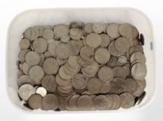 A large quantity of British pre-decimal and other coins, half crowns, etc.