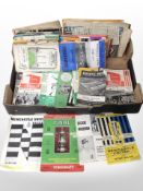 A box of vintage football match day programmes of Newcastle United interest, circa 1960s and later.