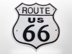A cast-iron Route 66 plaque, length 24cm.
