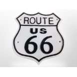 A cast-iron Route 66 plaque, length 24cm.
