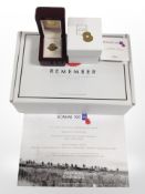 A Somme 1916 centenary edition pin commemorating the life of R G Nicolass, in box with certificate.