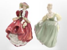 Two Royal Doulton figures, 'Fair Lady' HN2193 and 'Top o the Hill' HN1834.