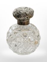 A silver-mounted crystal perfume bottle, height 11.
