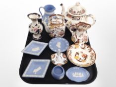 A group of Mason's, Royal Crown Derby and Wedgwood cabinet china.