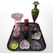 A group of 19th-century and later glass ware including Victorian gilt green glass vase,