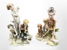 Two continental porcelain figure groups,