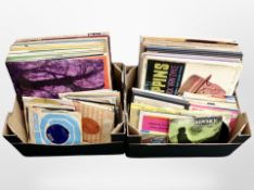 Two boxes of LP records and 45s including classical.