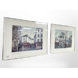 A pair of French colour prints depicting Parisian street scenes,