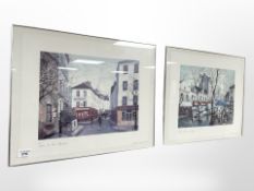 A pair of French colour prints depicting Parisian street scenes,