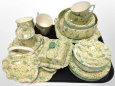 Approximately 34 pieces of Crown Ducal floral-decorated tea china.