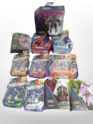 A group of Spin Master League of Legends figures, Thunderbirds toys, all boxed.