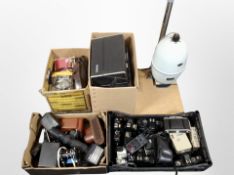 A Gnome Beta II photographic enlarger, together with a quantity of vintage cameras including Nikon,