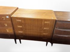 A Danish teak and pine four drawer chest,