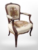 A continental carved beech salon armchair,