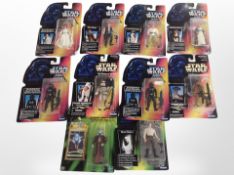 Ten Kenner and Hasbro Star Wars figurines, boxed.