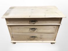 A 19th century Scandinavian pine three drawer low chest,