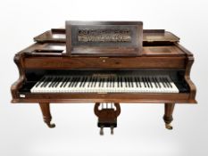 A 19th century rosewood cased boudoir grand piano by John Broadwood & Sons London, length 200 cm,