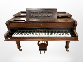 A 19th century rosewood cased boudoir grand piano by John Broadwood & Sons London, length 200 cm,