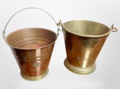 A brass pail, plus a copper example.