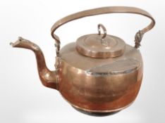 A large 19th century copper kettle,