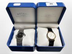 A gents' gold-plated Rotary quartz calendar wristwatch, case 33mm,