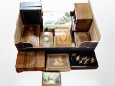 A group of wooden and lacquered jewellery boxes and caskets,