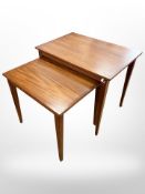 A Danish nest of two teak tables,