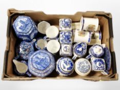 A quantity of Ringtons blue and white ceramics, including Cathedral caddies, Chintz tea wares, etc.
